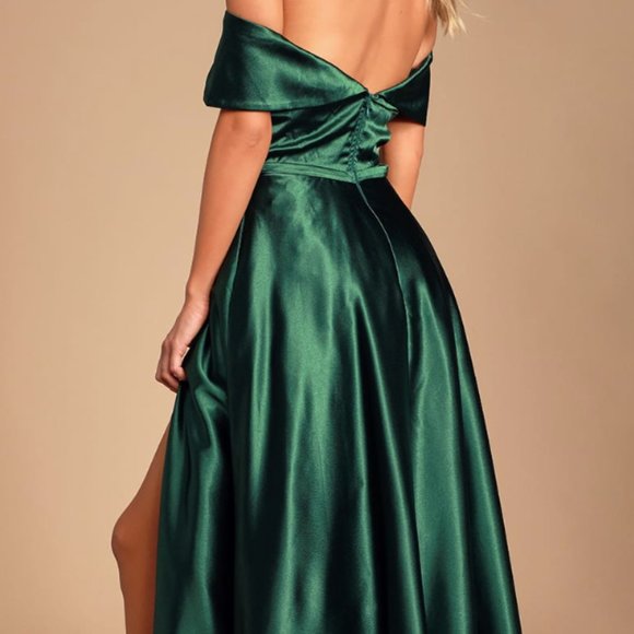 Green Formal off the shoulder dress - Picture 2 of 5